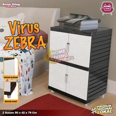 LEMARI PLASTIK VIRUS KINGDOM 4 SUSUN LEMARI PAKAIAN MINIMALIS CABINET SERBAGUNA - CREAM