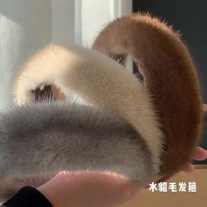 New Luxury Lady Winter Real Mink Fur Headband For Women Hair Accessories Solid Head Wraps Warm Furry Gift2026