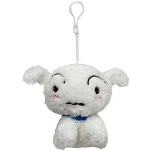 MLS Dễ thương Đồ chơi trẻ em  dây chuyền túi 13cm Phim hoạt hình Chìa khóa sang trọng White Dog Plush Keychain Búp bê sang trọng nhồi bông Bút chì Shin chan