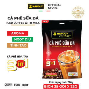 [Hỏa tốc 2h] Cà Phê Hòa Tan SỮA ĐÁ Hòa Tan 3IN1 Napoli Coffee (35 gói x 22g) - Cafe sạch đậm vị Arabica/Robusta [Freeship Max]