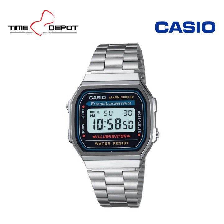 Casio A168WA-1WDF Vintage Silver Stainless Steel Metal Strap Watch For ...