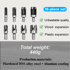 Punching 8-Piece Carbon Steel Wood Plug Cutter Drill Bit Set - Straight/Tapered Cutting Tools with Round Shank for Carpentry Woodworking Cork Dowel Making Holes