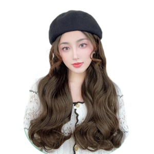 BEAUTYLADIES Painter Hat Autumn Winter Hat Wig Wavy Hairpieces Keep Warm Beret Wig Fashion Hair Extension Long Curly Hair Girls