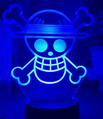 Anime One Piece Luffy 3D Acrylic LED Lamp (single warm 3 colors 7 colors 16 colors with remote) usb plug gift with box