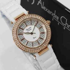 Jam tangan Wanita Alexandre christie 2323L tali rantai keramik analog original