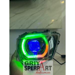 Lampu depan mio j costome biled billed matrix RGB ganti warna via hp