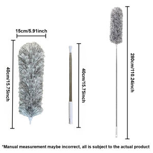 280cm Long Microfiber Duster with Bendable Head Extendable Expandable Scratch-Resistant Suitable For Clean Furniture & Higher Areas