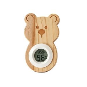 GINKG LCD Display Pet Cage Thermometer Digital Temperature Display Wall Hanging Birdcage Monitoring Hygrometer Cute Wooden Temperature Meter Hamster Cage