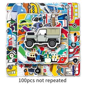 100PCS Transportation Sticker Car Sports Car Racing Engineering Vehicle Taxi Bus Yacht Motorcycle Vehicle Cartoon Sticker