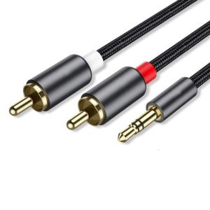 Premium 3.5mm Auxiliary to 2RCA Audios Cable 3.5mm to 2RCA Cable for Homes Theater Systems and Portable Audios Devices