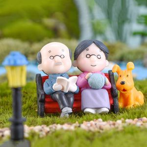 JOKTT Figures 2/3Pc Home Grandpa Micro Landscape Dollhouse Grandma Ornaments Christmas Decoration Miniatures Fairy Garden Figurines