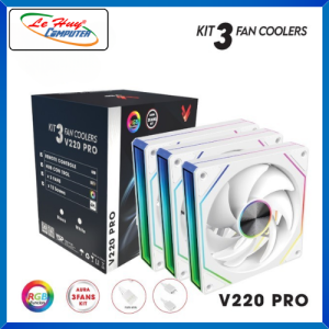 Bộ Kit 3 Fan Case Máy Tính VSP V220 Pro Led ARGB (Đen/ Trắng) - Hàng Chính Hãng