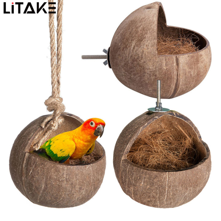 View of Coconut Bird Hide Nest Coconut Shell Hanging Birdhouse Cage Habitats ...