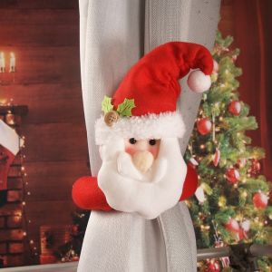 Christmas Curtain Ties with Santa Claus Snowman Reindeer Christmas Doll Atmosphere Decorative Loops