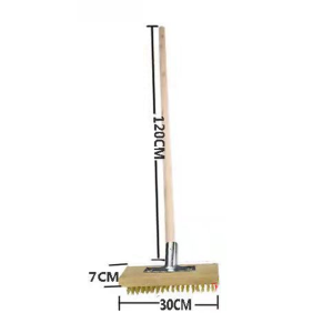 20/30cm Stainless Steel Floor Brush With 120cm Wood Handle For Bristle Iron Pool Moss Cleaning