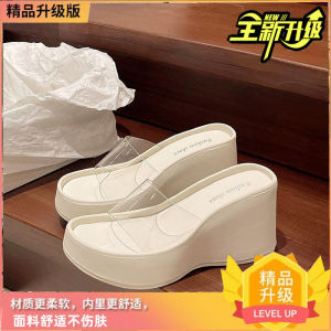 [Free Shipping] ·WomenS Thick-Soled High-Heeled Sandals Korean Style New Summer Collection Fashionable And Transparent Versatile For Outdoor Wear Perfect For The Beach