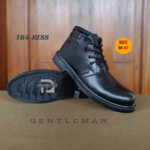 Sepatu PDH Tali Ressleting Pria Kerja Hitam Dop Polisi Satpam Dishub
