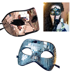 หน้ากากหน้ากากงานเต้นรำสำหรับชุดคอสเพลย์หน้ากากกระจกเงินสดใสหน้ากากบอลลูน Eyemask กลิตเตอร์เซ็กซี่