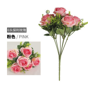 6K Bunga Mawar Rose Artificial Flower Mix Eucalyptus