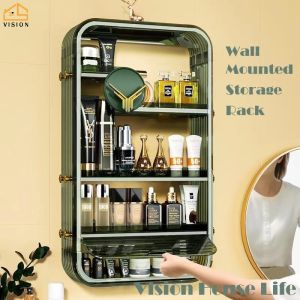 Vision Nordic Cosmetics Storage Rack Shelf Wall Mounted Bathroom Punch-Free Toilet Shelf Kitchen Condiment Rack Wall Mounted Hole Free Seasoning Rack Toy Classified Storage Rack