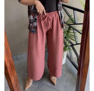 Si - Celana Kulot Panjang Crinkle Model tali serut Bahan Crinkle Airflow
