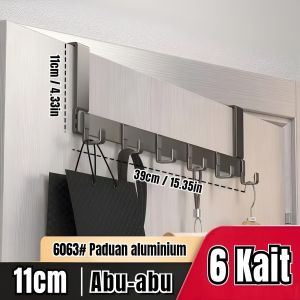 Gantungan Baju Pintu Kamar Tidur Gantungan Aluminium Dapat Disesuaikan Gantungan Rak Dinding Kamar Mandi Pakaian Bor Gratis Door Hook Organizer 6 7 8 Kait