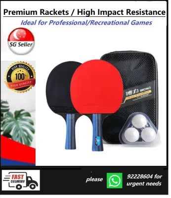 ❤SG Seller❤Fast Delivery❤ Table Tennis Set - 2 Premium Rackets and 3 Table Tennis Balls - Soft Sponge Rubber Ping Pong Paddle