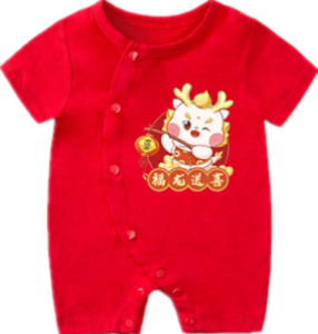 New Year Baby Girl Baby Boy Bodysuit 100% Cotton Red Thin Outing Jumpsuit Newborn Baby Romper Babies Full Moon Climbing Costume