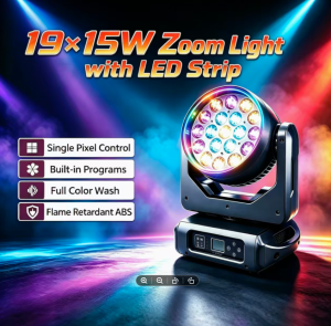 19 X 15W LED ZOOM LIGHT WITH LED STRIP