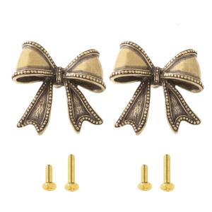 Vintage Styles Brasses Bows Handle For Drawers Wardrobes Cabinets Corrosions Resistance Ergonomic Home Decoration