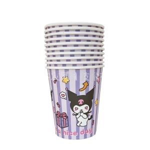 Sanrio Kuromi Theme Disposable Tableware Set Plates Paper Cup Cake Topper Banner Happy Birthday Party Decoration Kids Party Supplies