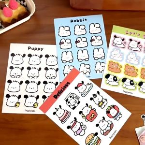 Cartoon Round Sticker Cute Bear Puppy Pochacco Sealing Sticker Waterproof
