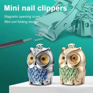 Stainless Steel Owl Nail ClipperFoldable Portable Design Magnetic Anti-Lost Key Pendant Splash-Proof Trimming Business Travel Portable Care Tool