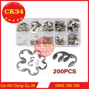 Hộp phanh phe chữ E INOX - Vòng phanh gài trục 200PC