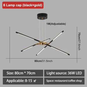 Modern Simple Dimmable 80CM LED Pendant Light DIY Adjustable Pendant Light Black Gold Gloss Living Room Kitchen Pendant Light Hanging Light Fixture Three Colors with Remote Control
