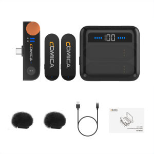 COMICA Vimo S UC và mi Micro dây chuyền không dây cho Android và iPhone với khử tiếng ồn phạm vi 656  theo dõi thời gian thực mic-rô không dây mini cho máy tính xách tay iPad ghi video phỏng vấn vlog phát trực tiếp