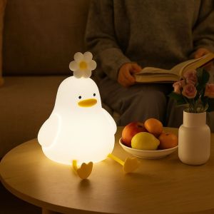 FDYRU USB Rechargeable Duck Night Light Dimmable Soft Light Animal Night Lamp Cute Cartoon Touch Sensor Lamp Bedside Decoration
