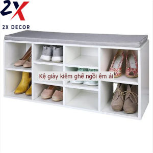 Kệ giày nhỏ kiêm ghế có đệm ngồi êm ái thiết kế độc đáo 2X Decor- 2X079