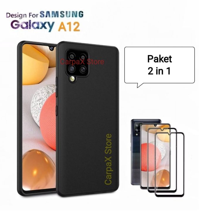 PROMO 2in1 SAMSUNG A12 Soft Case Matte Tempered Glass Pelindung