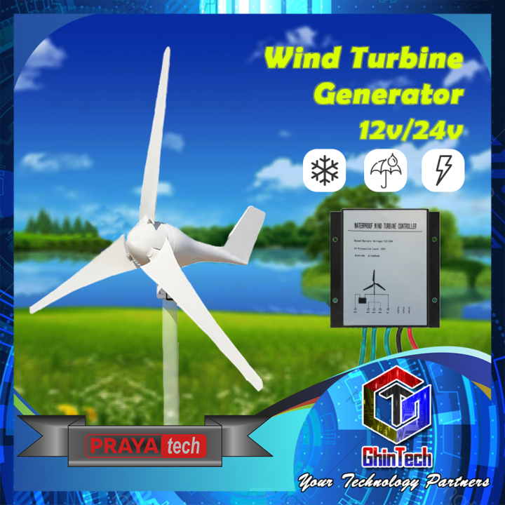 400w Wind Turbine Generator Turbin Listrik Tenaga Angin Solar Surya Panel Kincir Bayu Udara 5915