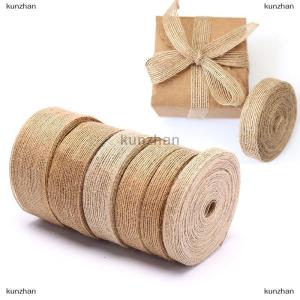 [COD] kunzhan 10M Burlap Ribbon Natural Vintage Jute Rope Craft Gift Package DIY Wedding Party