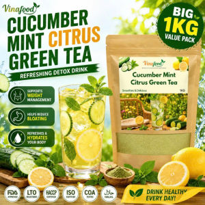 (BUY 1 GET 1) Lemon Cucumber Mint Citrus Green Tea 100% Natural Digestive Support & Healthy Gut Skin White
