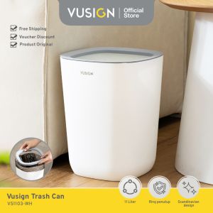 Vusign Tempat Sampah Aesthetic Minimalis Persegi / Trash Can Tong Sampah 11 Liter VS1103-WH