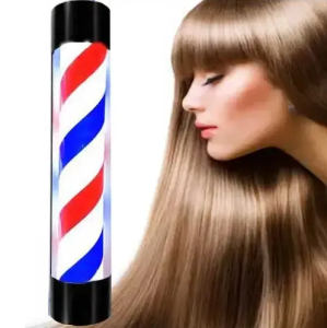 (90cm) Barber Shop Pole Lamp Waterproof Red White Blue Rotating LED Light Bar Logo Hair Salon 220V