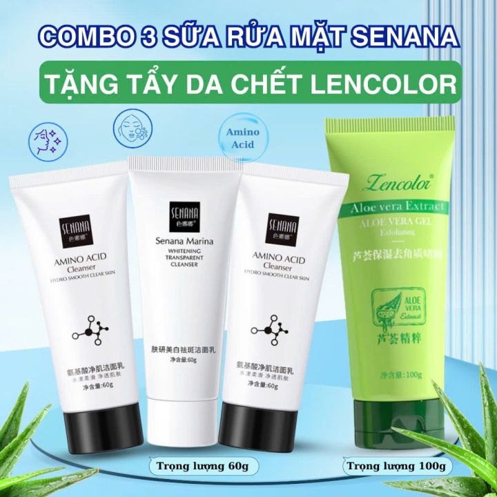 Combo 3 Sữa Rửa Mặt Làm Sạch Da Dịu Nhẹ Senana 60g Tặng Ngay 1 Gel Tẩy ...