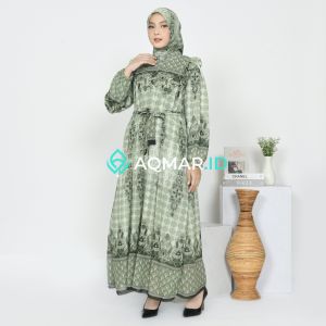 Aqima Dress Free Pashmina Gamis Wanita Terbaru Bahan Ceruty Motif Busui Friendly By AQMAR ID