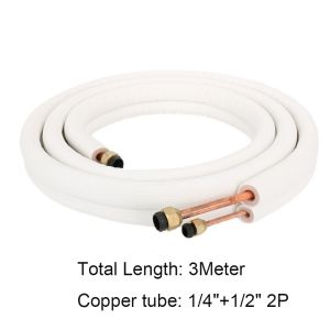 LIVELYN 3 Meters Air Conditioner Tube 1/4+3/8 1/4+1/2 Insulated Copper Refrigerant Tube Useful Pair Coil Tube Refrigeration System Copper Pipe Pipe Fittings