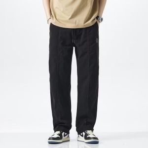 Mens Utility Cargo Pants Comfortable Straight Leg Fit Breathable Cotton Elastic Waist & Drawstring Closure
