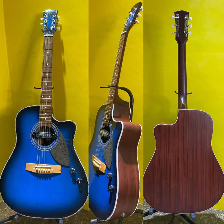 Acoustic/Electric Senior Guitar Builtin Tuner Pickup 41' (Blue