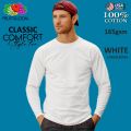 Fruit of the Loom White Classic Comfort Style Long Sleeves Tee 165gsm 100% Cotton. 